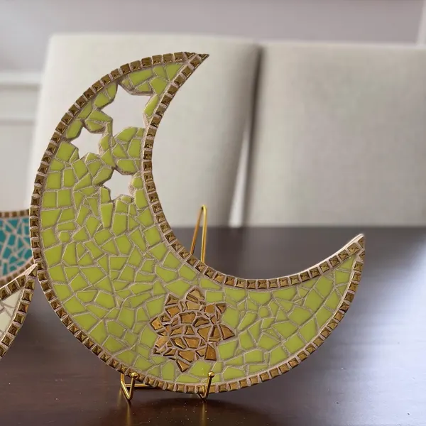 Crescent Moon & Stars — Green