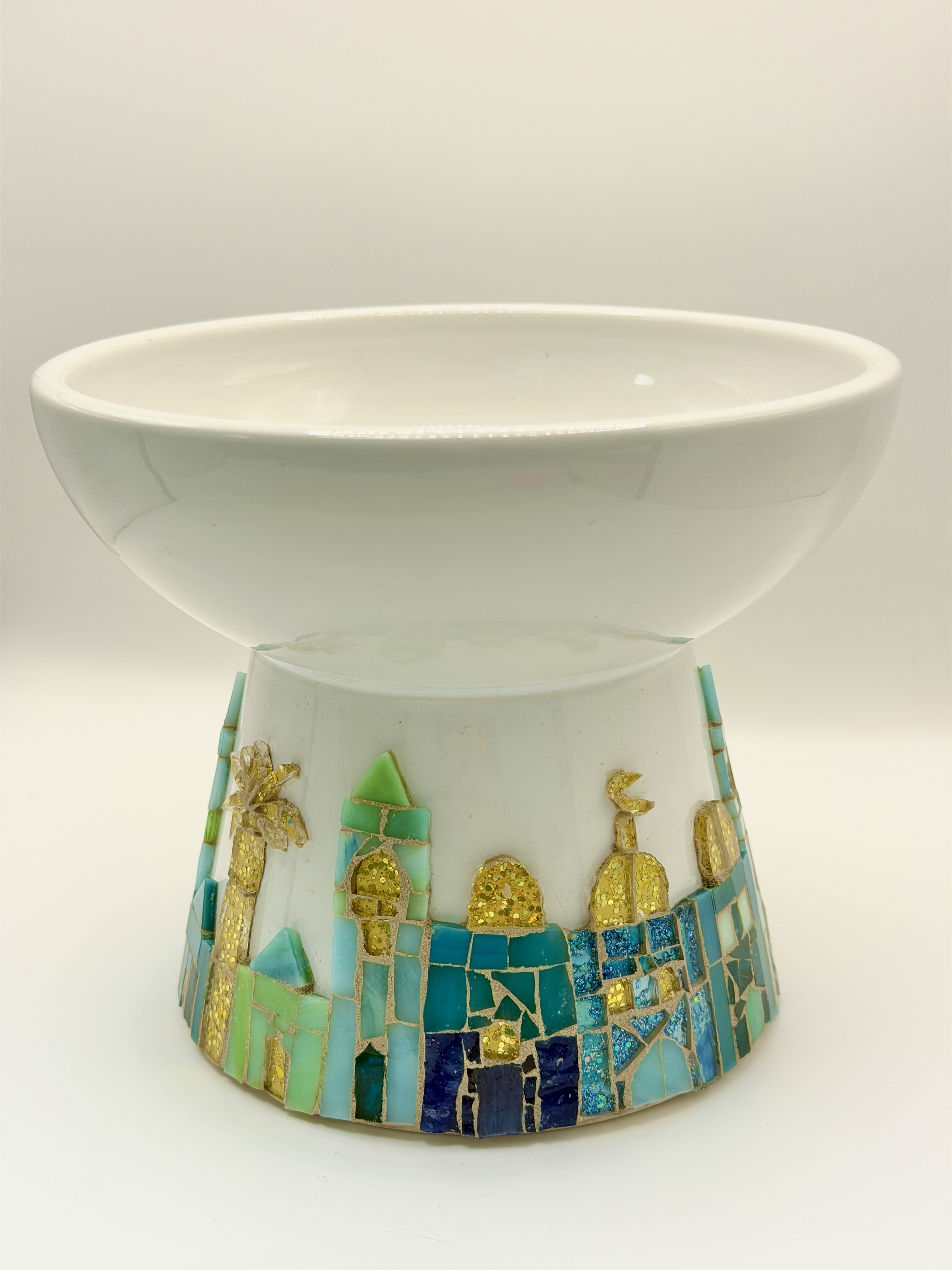 The Damascus Bowl — cobalt teal gold mosaic