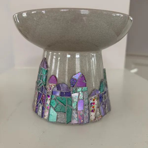 Handcrafted mosaic pedestal bowl — Layla's Mosaic studio, Burke, Virginia