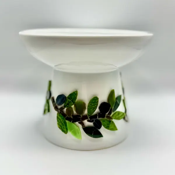 Olive green mosaic bowl