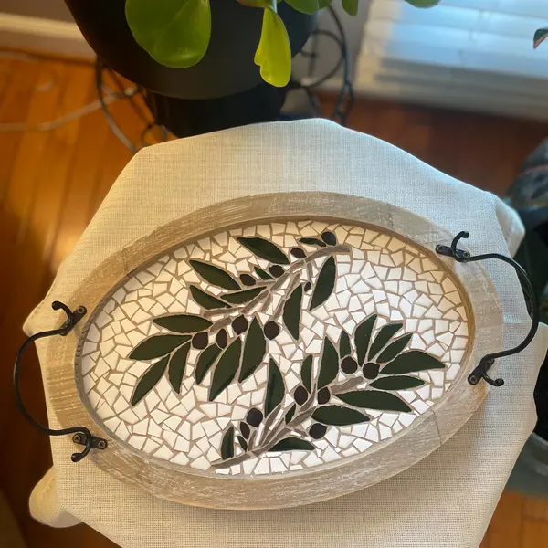 Olive Branch Oval Tray