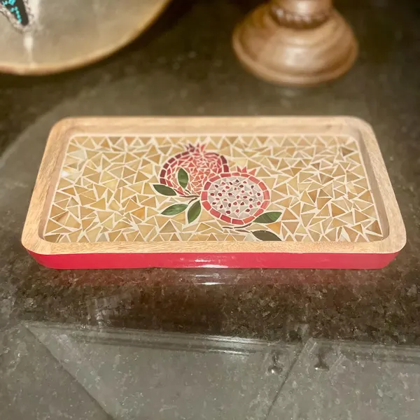 Pomegranate mosaic serving tray